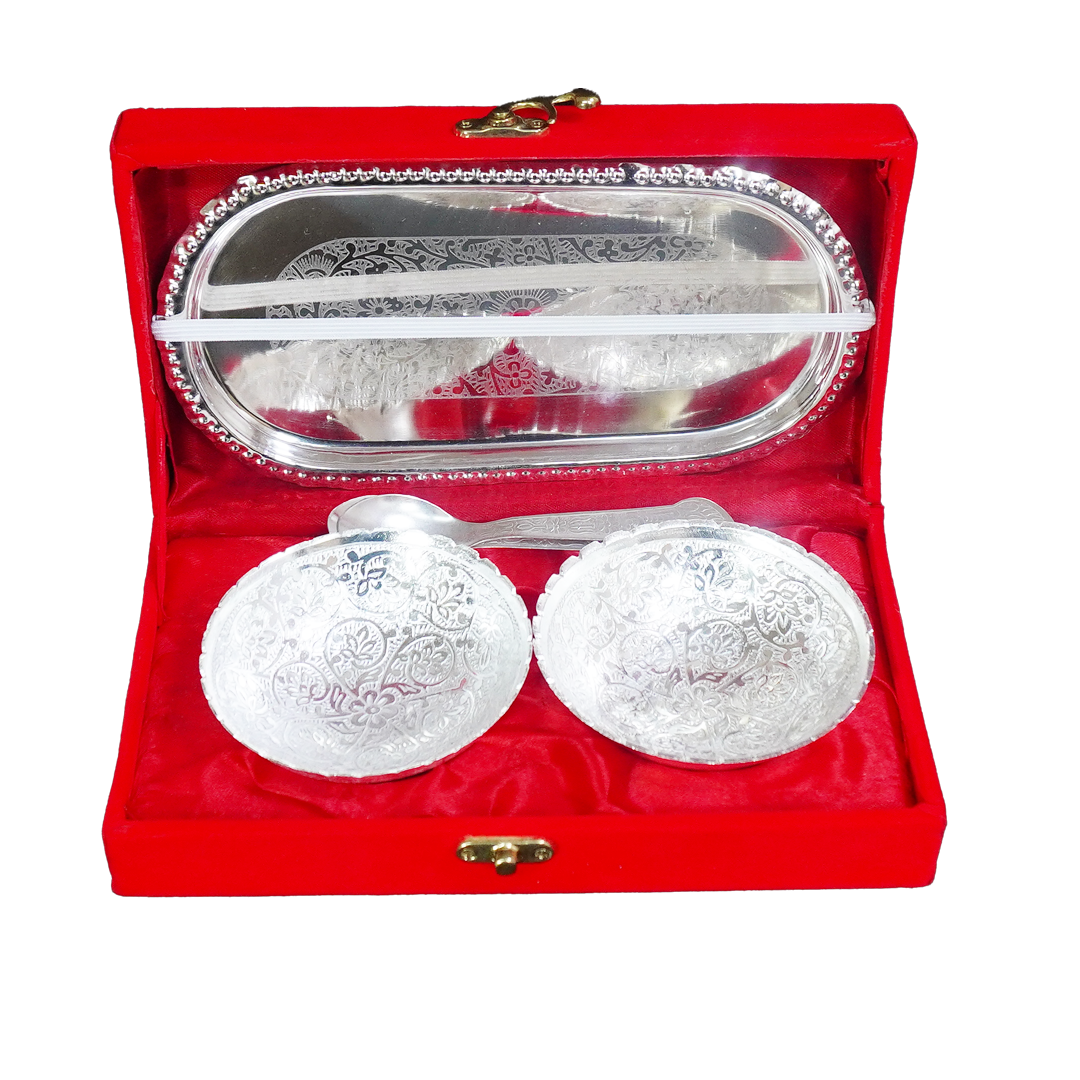 Set of Bowl Spoon and Tray with Red Velvet Gift Box-King of Cards