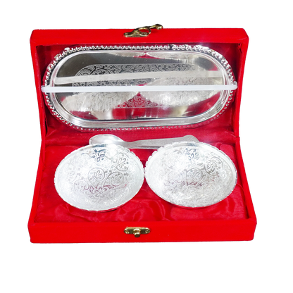 Set of Bowl Spoon and Tray with Red Velvet Gift Box-King of Cards
