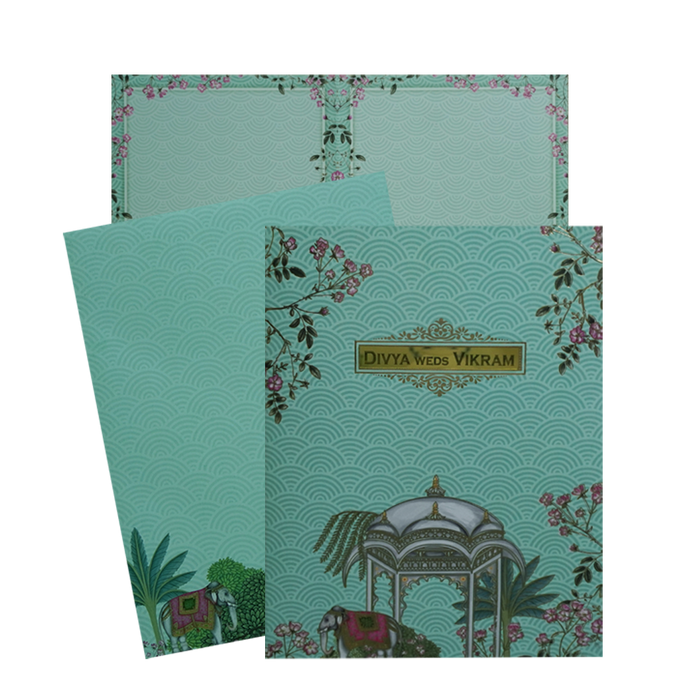 Green Floral Palace Invitation Card-King of Cards