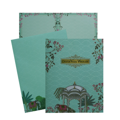 Green Floral Palace Invitation Card-KNKC4077