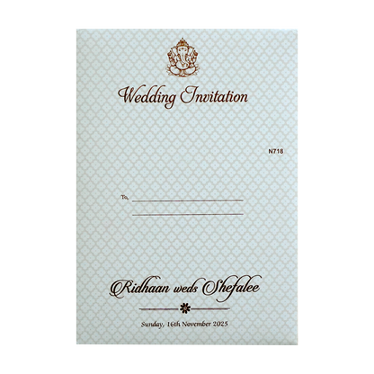 White Quilted Floral Ganesh Wedding Card - KVN07180