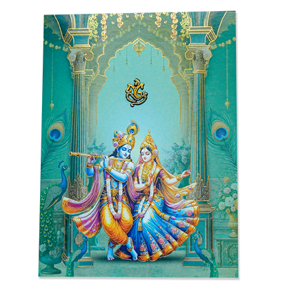 Green Radha Krishna Elegant Wedding Card - KNTY6816