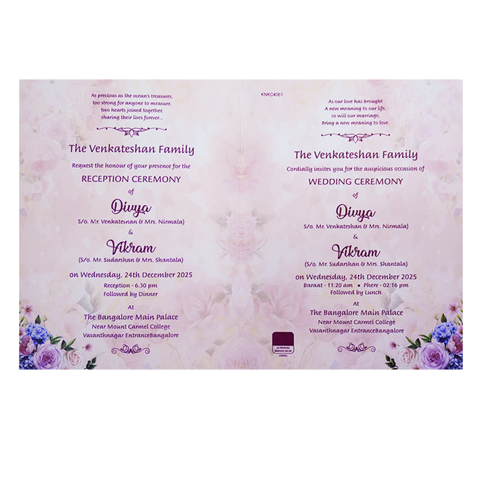 Colourful Floral Wedding Card With a Gold Touch-KNKC4061-King of Cards