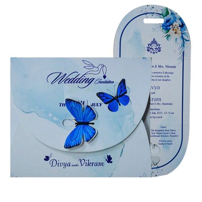 Butterfly Green And Blue Wedding Card-King of Cards