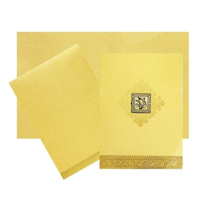 Gold Metallic Gold Foiling Lace Design With Square Ganesha-KNCM15GG-King of Cards