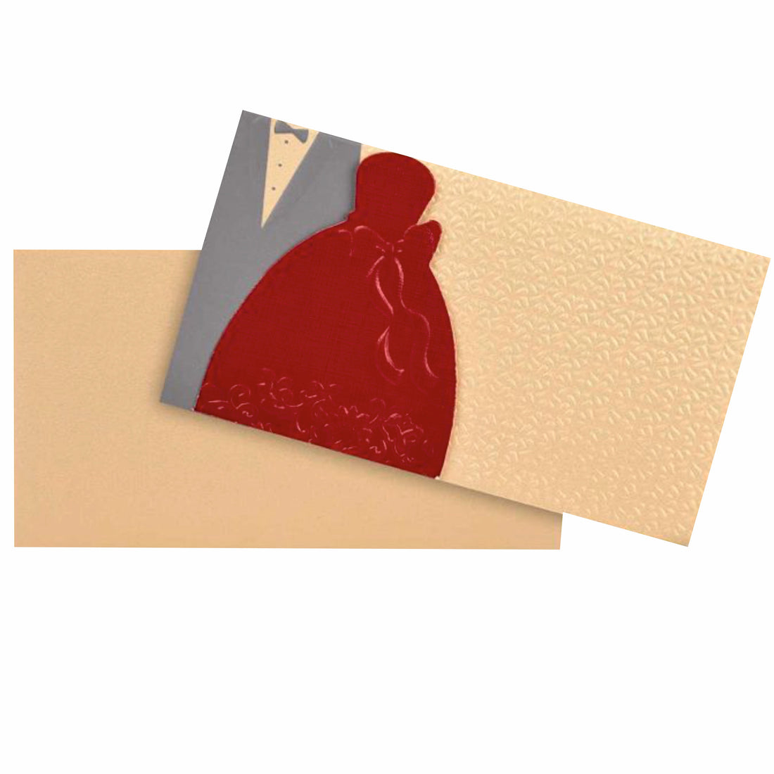 Cream Shading With Bride And Groom Personal Wedding Card - KNK30430