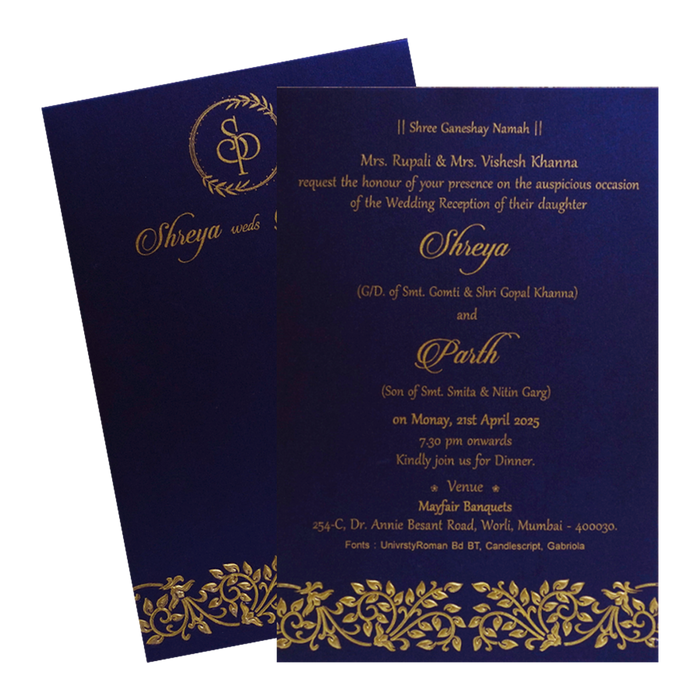 Royal Blue Single Wedding Card-King of Cards