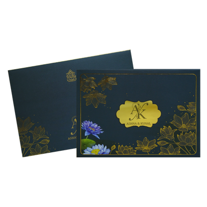 Blue Floral Wedding Card Design-King of Cards