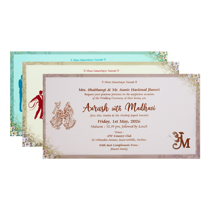 Green Floral Padded Wedding Card-KSH72290