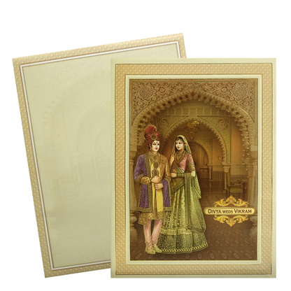 Cream Bride Groom Nameplate Wedding Card-King of Cards