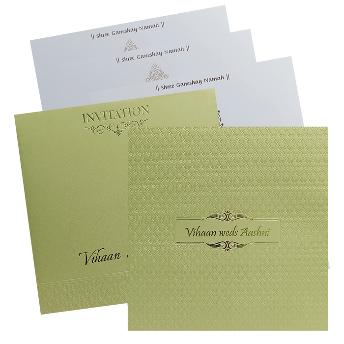 Light Olive Green Padded Invitation-King of Cards