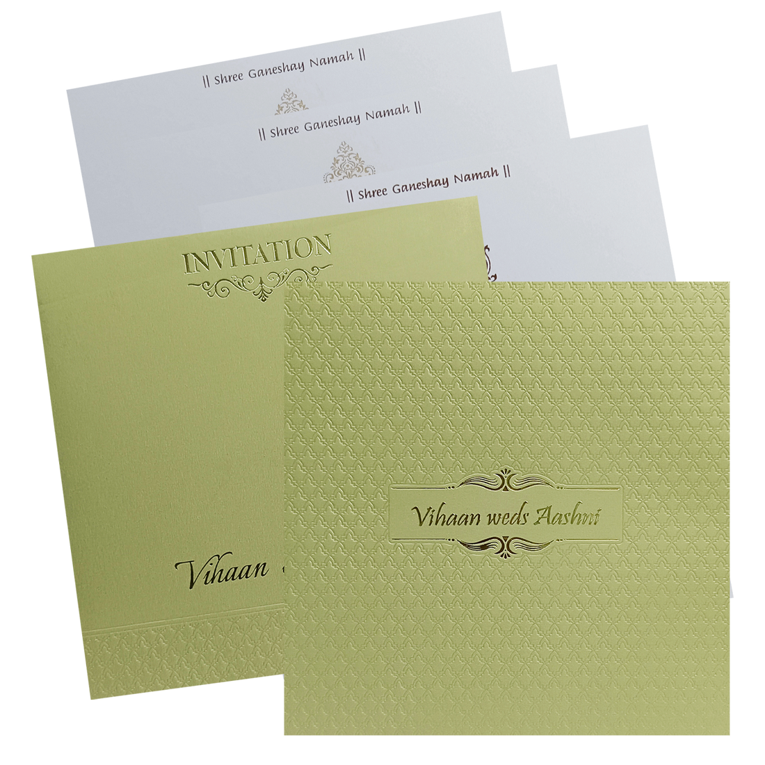 Light Olive Green Padded Invitation-King of Cards