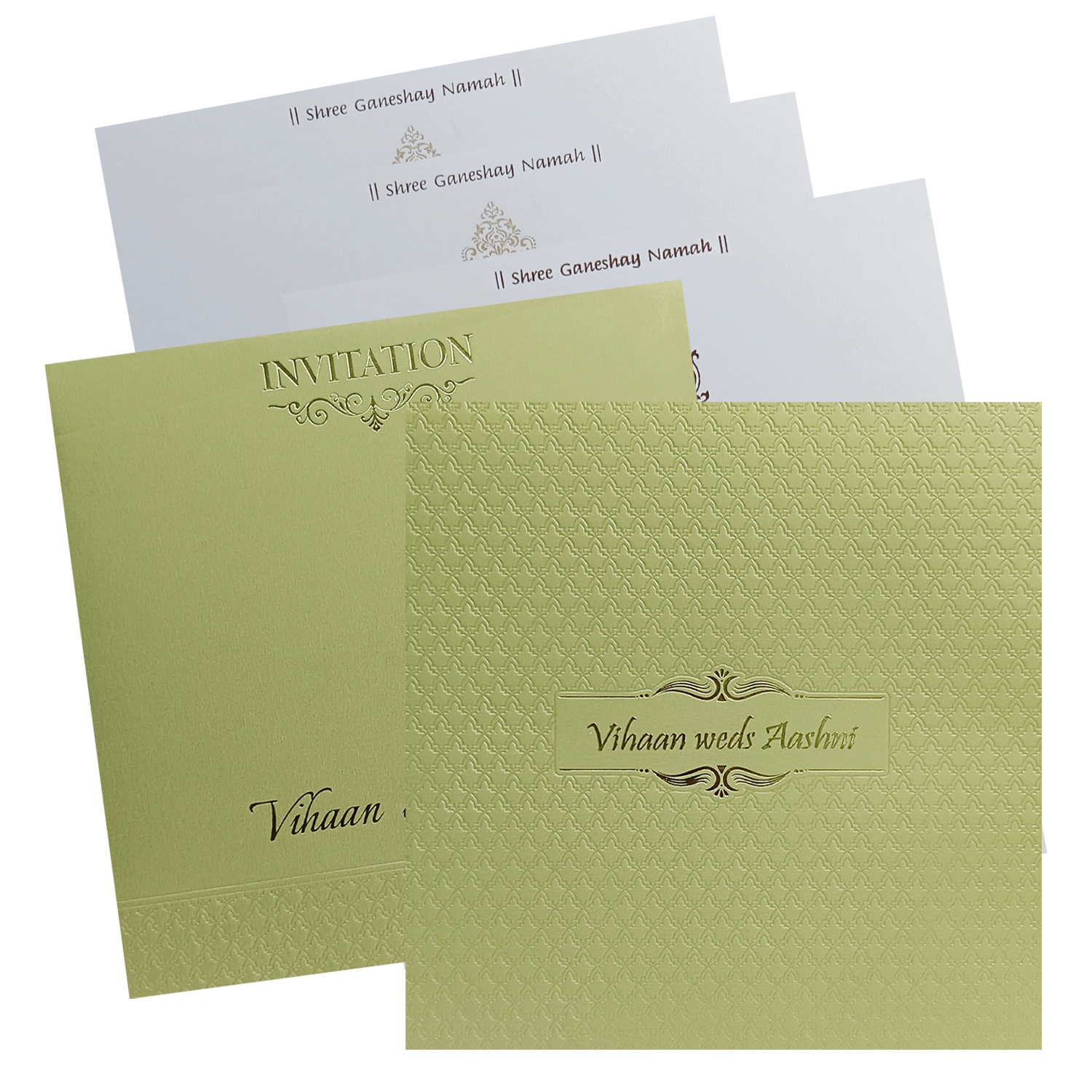 Light Olive Green Padded Invitation-King of Cards