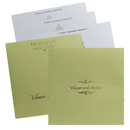 Light Olive Green Padded Invitation-King of Cards