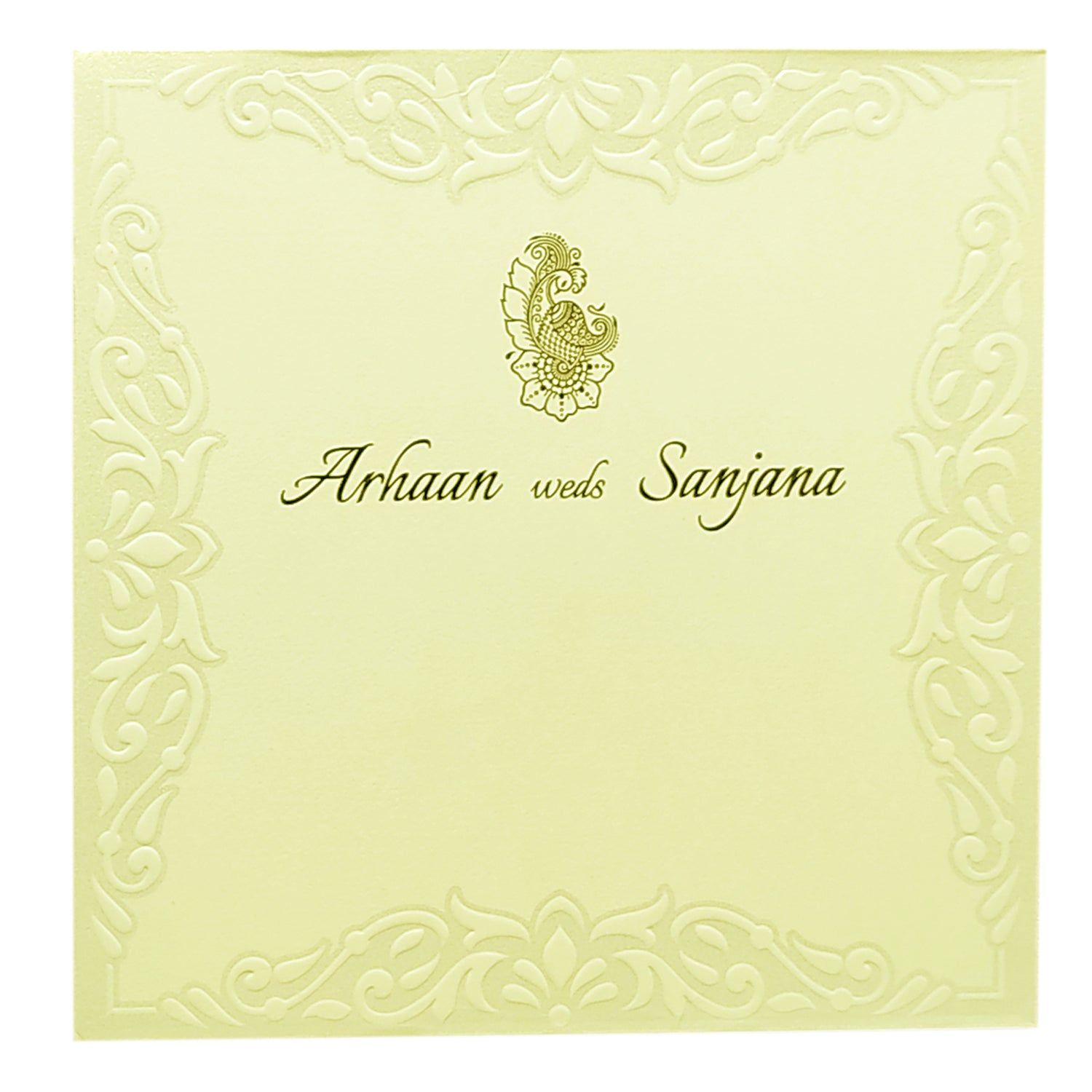 White Embossed Floral Invitation Card-KRC29560