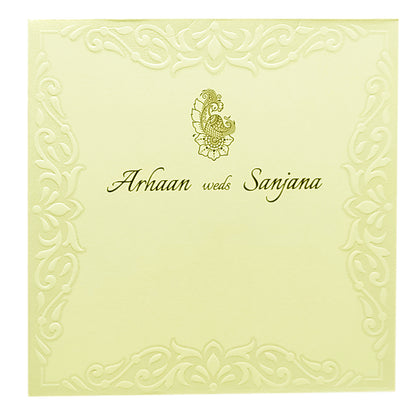 White Embossed Floral Invitation Card-KRC29560