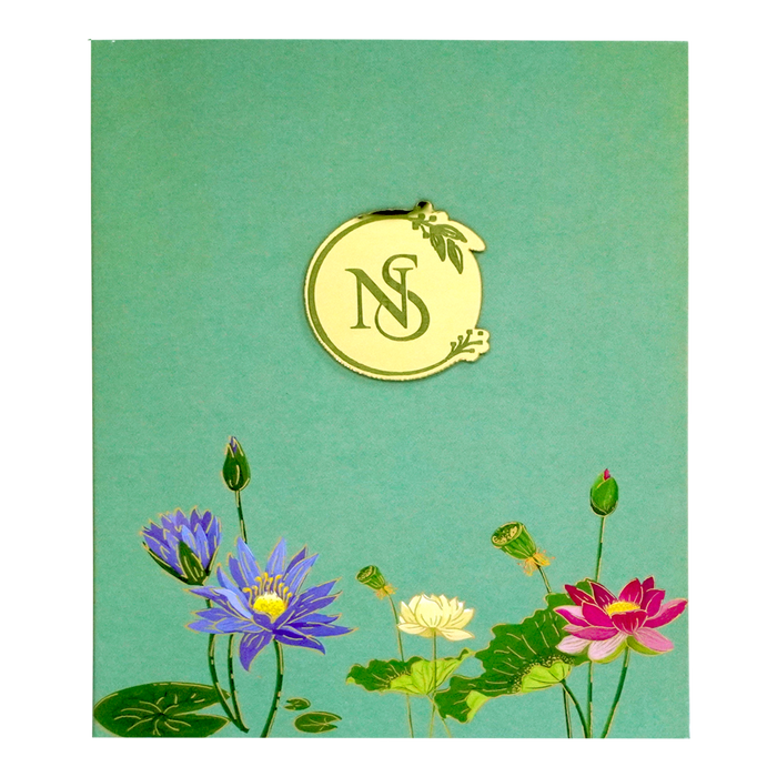 Green Floral Padded Wedding Card-King of Cards