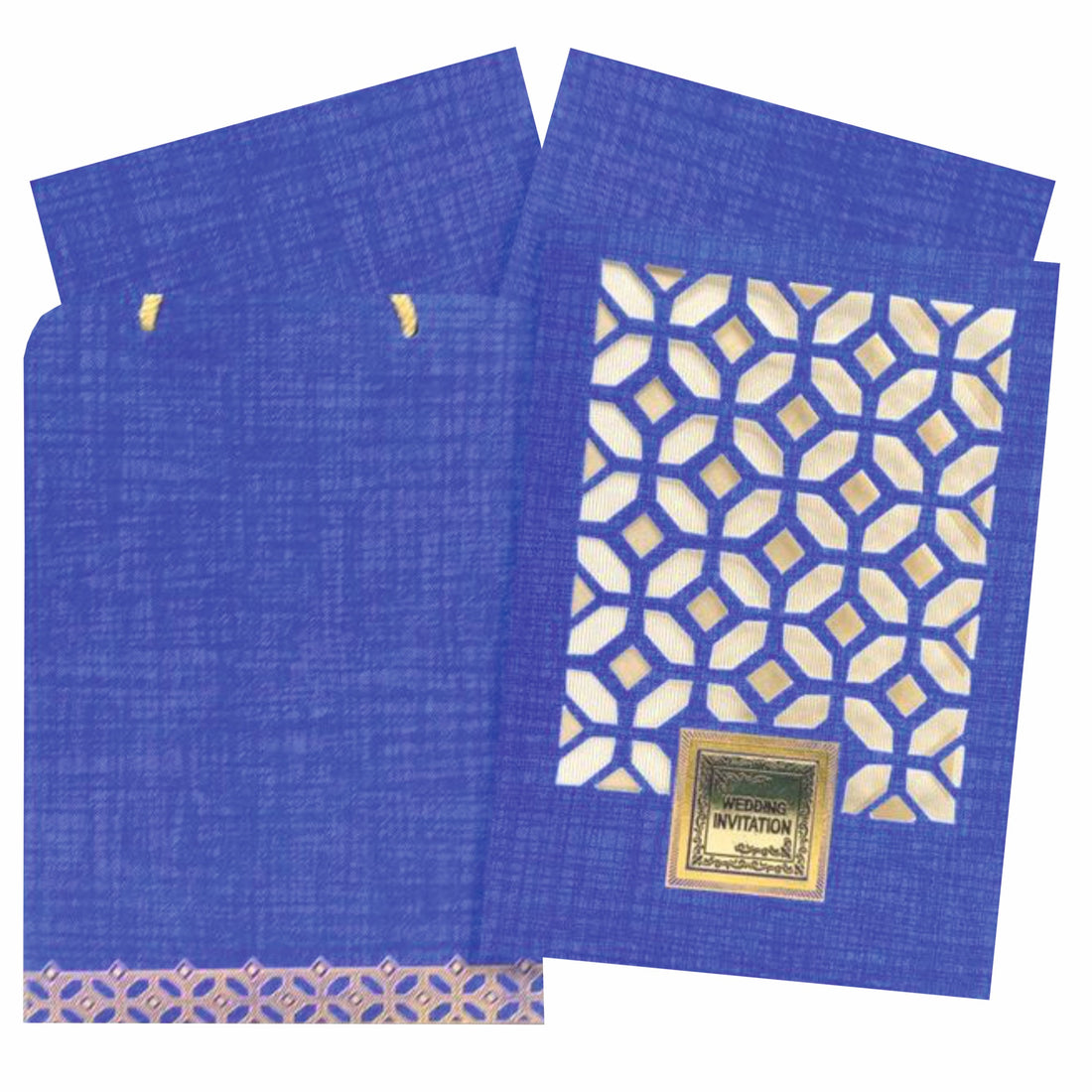Bright Blue Shading With Cut Design Bag Type Wedding Card-KNCA203B