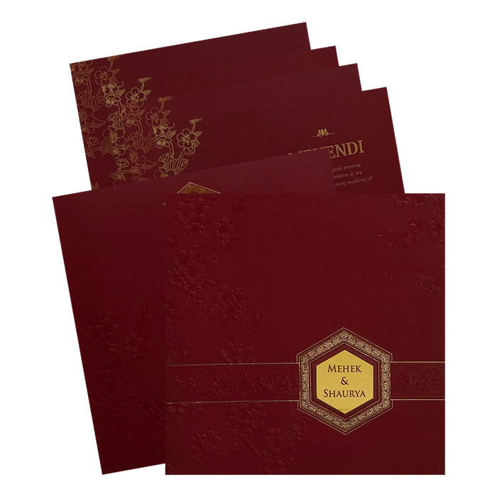 Red Embossed Wedding Card-King of Cards