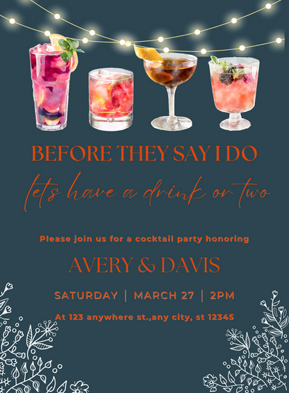 Azure Accents Cocktail Party Invitation-AACOP010