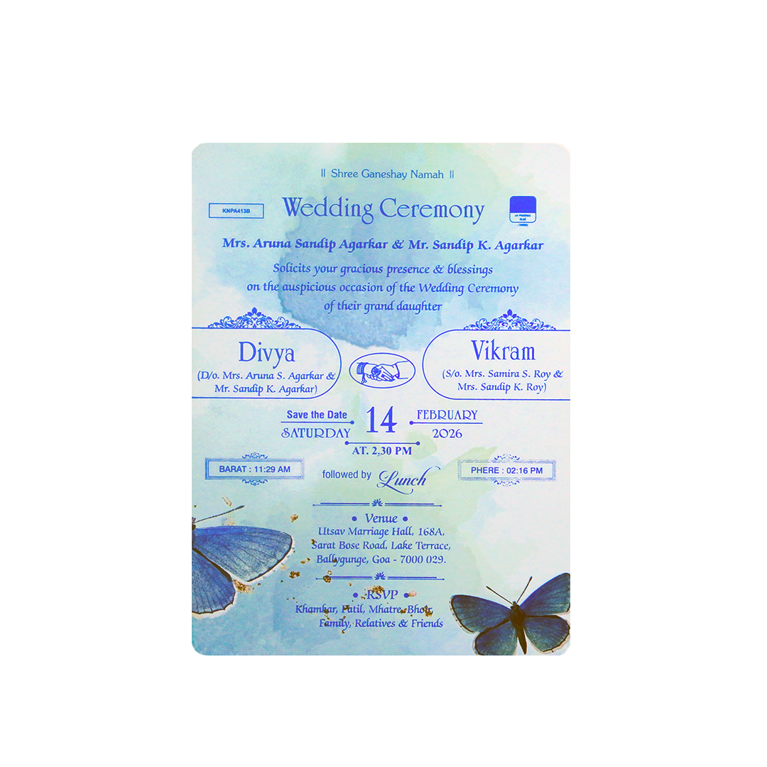 Light Blue Butterfly single sheet card-King of Cards