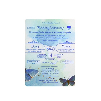 Light Blue Butterfly single sheet card-King of Cards