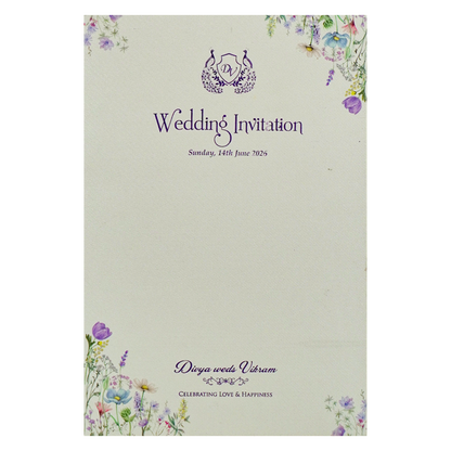 Lavender Floral Single Sheet Wedding Card-KNM6001W