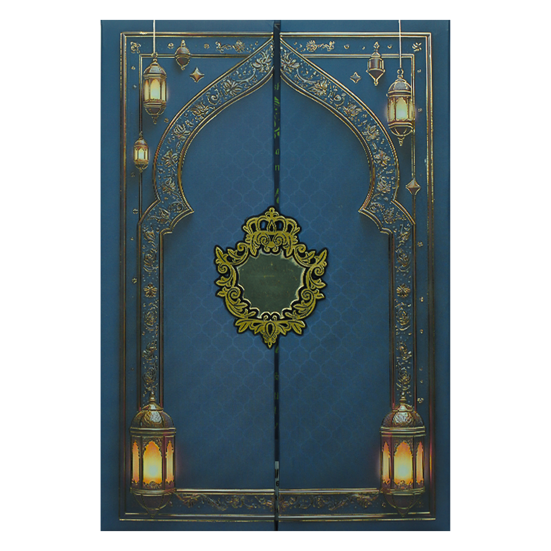 Navy Blue Palace Padded Wedding Card-KJTS3678