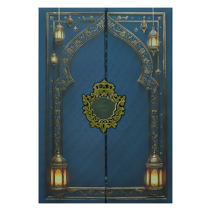 Navy Blue Palace Padded Wedding Card-KJTS3678