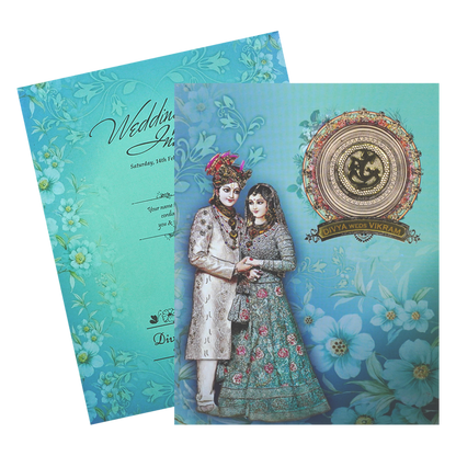 Green Bride And Groom Wedding Card-KNKJ1105-King of Cards