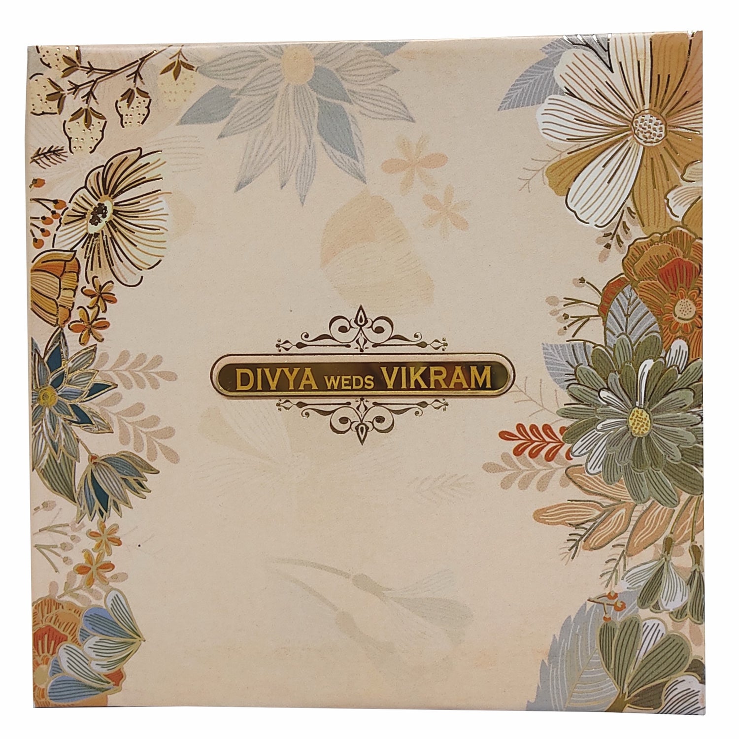 Pink Padded Floral Wedding Card In Offset Print-KNC5602P