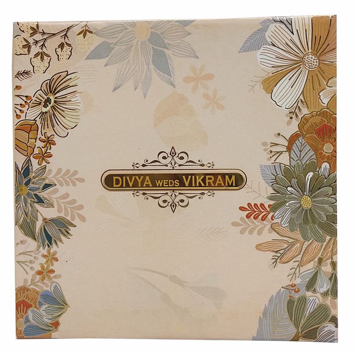 Pink Padded Floral Wedding Card In Offset Print-KNC5602P-King of Cards