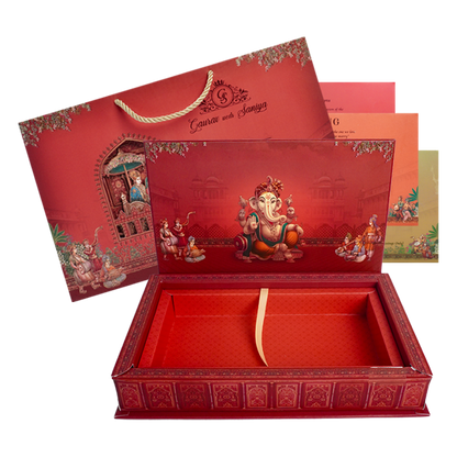 Red Procession Carriage Wedding Invitation Box -KSI64280