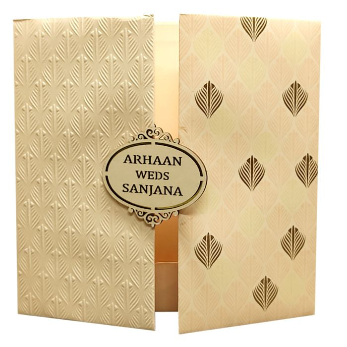 Peach Embossed Padded Invitation Card-King of Cards