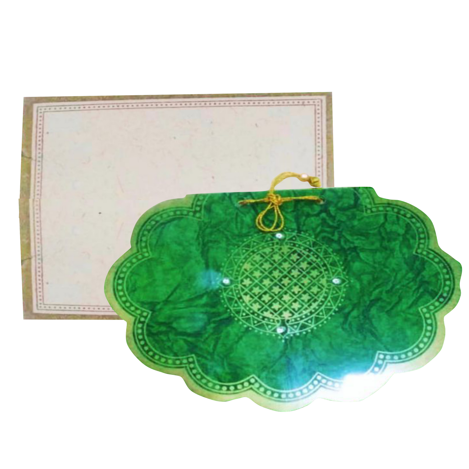 Check out the collection of Green hand made pesonal with gold foiling  invitation card at best price. &amp;
