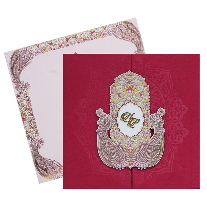 Red Soft Fabric Door Marriage Card Design-King of Cards