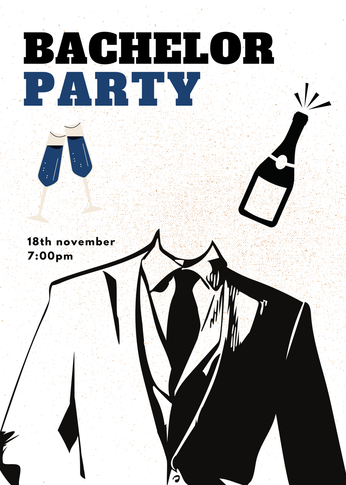 White Champagne Bachelor Party Invitation-King of Cards