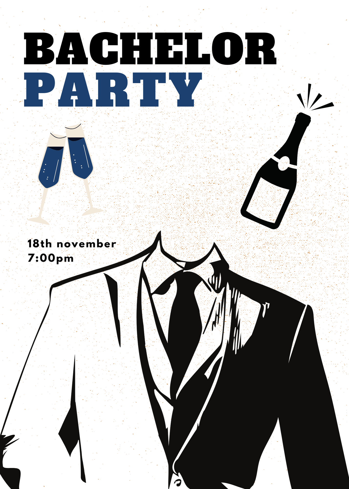 White Champagne Bachelor Party Invitation-King of Cards