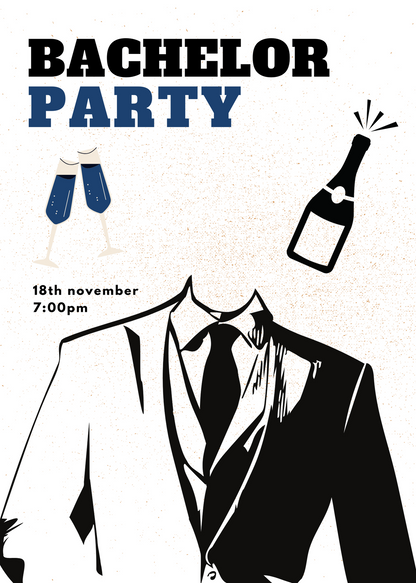 White Champagne Bachelor Party Invitation-King of Cards