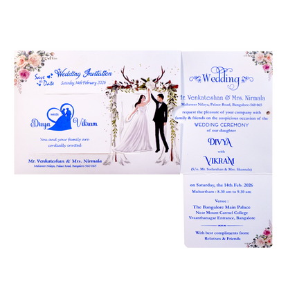 White Floral Slide Wedding Card-King of Cards