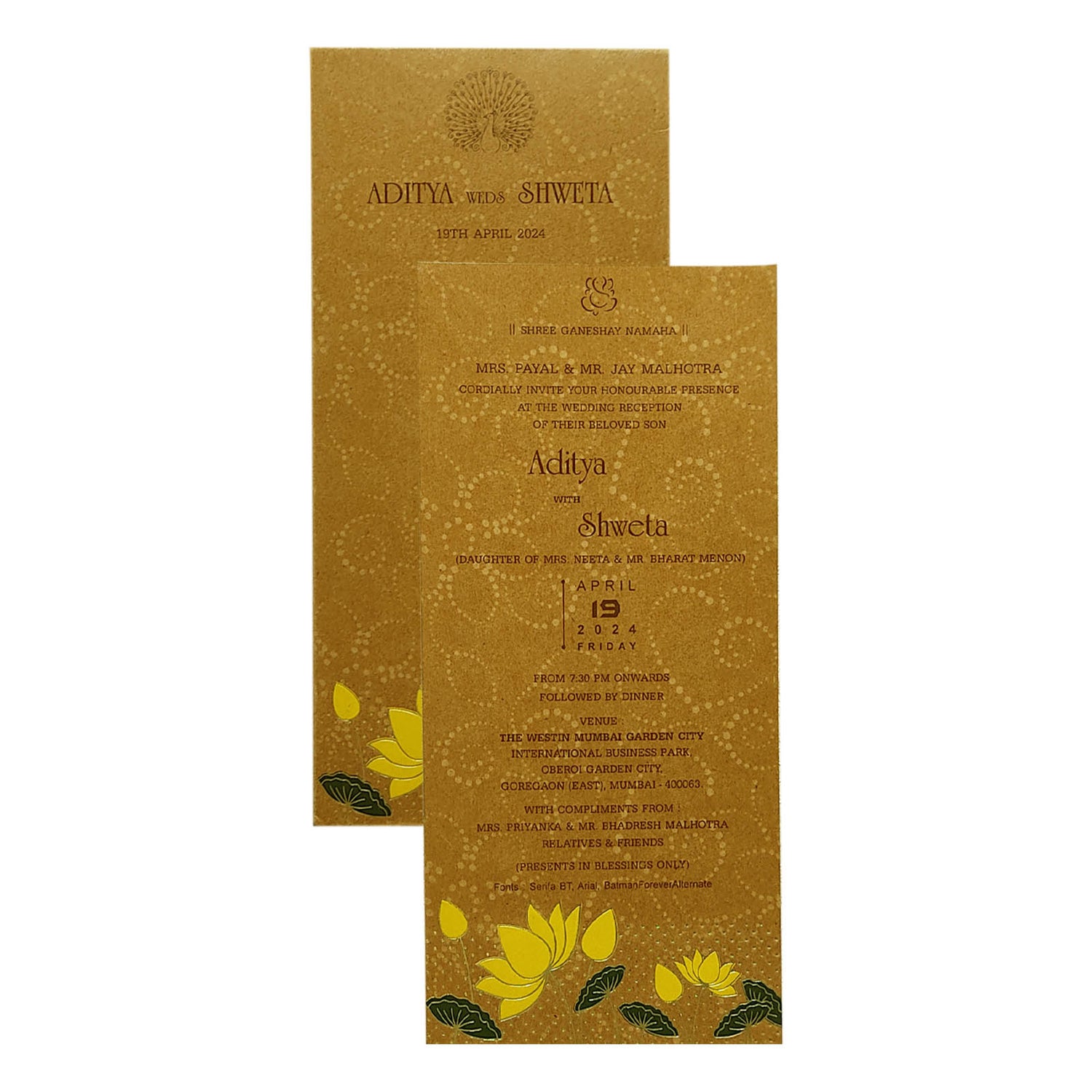 Brown Yellow Floral Single Sheet Invitation Card-KRCS5171