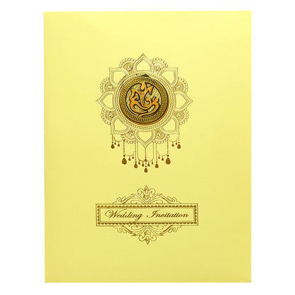 Cream Ganesha Wedding Card-KNK8703W