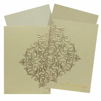 Embossed Gold Foiling Floral Design Wedding Card - KNK30322