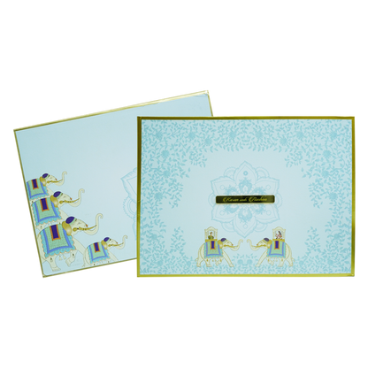 Blue Elephant Floral Wedding Invitation Card-King of Cards