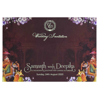 Chocolate Brown Floral Invitation-King of Cards