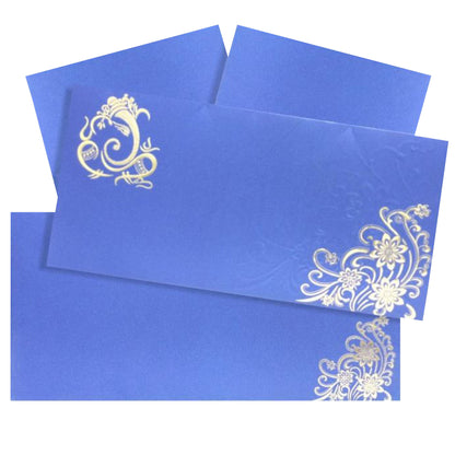 Alluring Blue Shading With Floral Theme Wedding Card - KNKS17BG