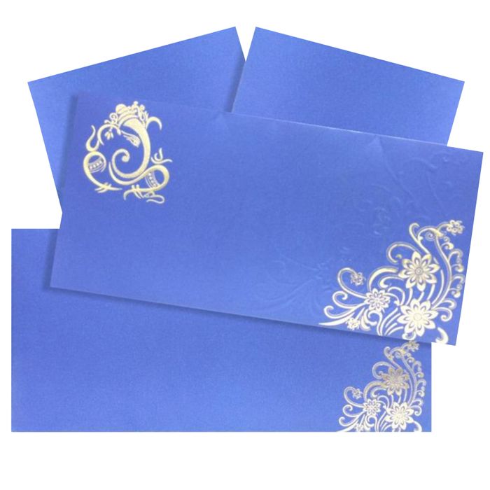 Alluring Blue Shading With Floral Theme Wedding Card - KNKS17BG-King of Cards