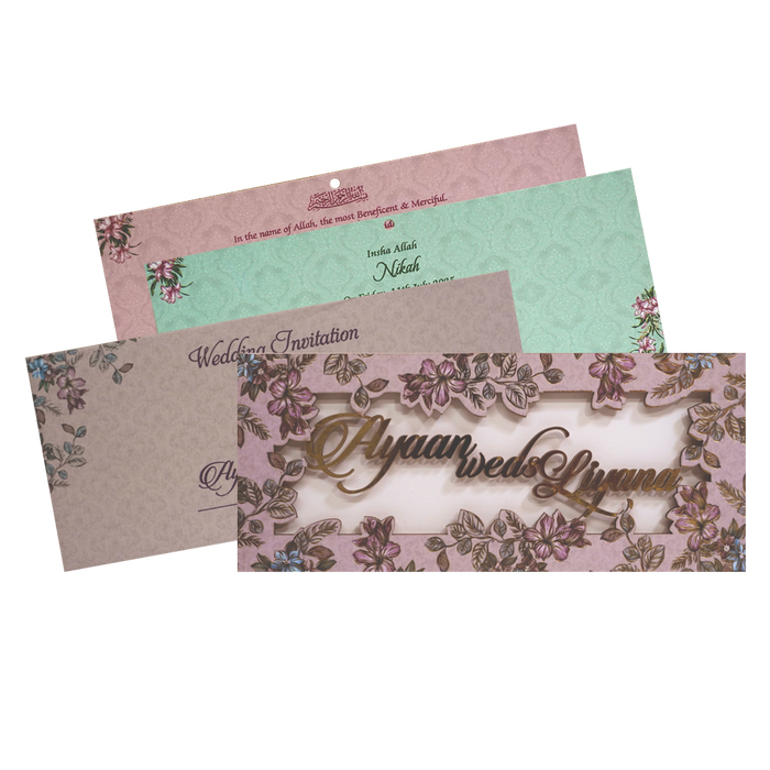 Light Apricot Pink MDF invitation-King of Cards