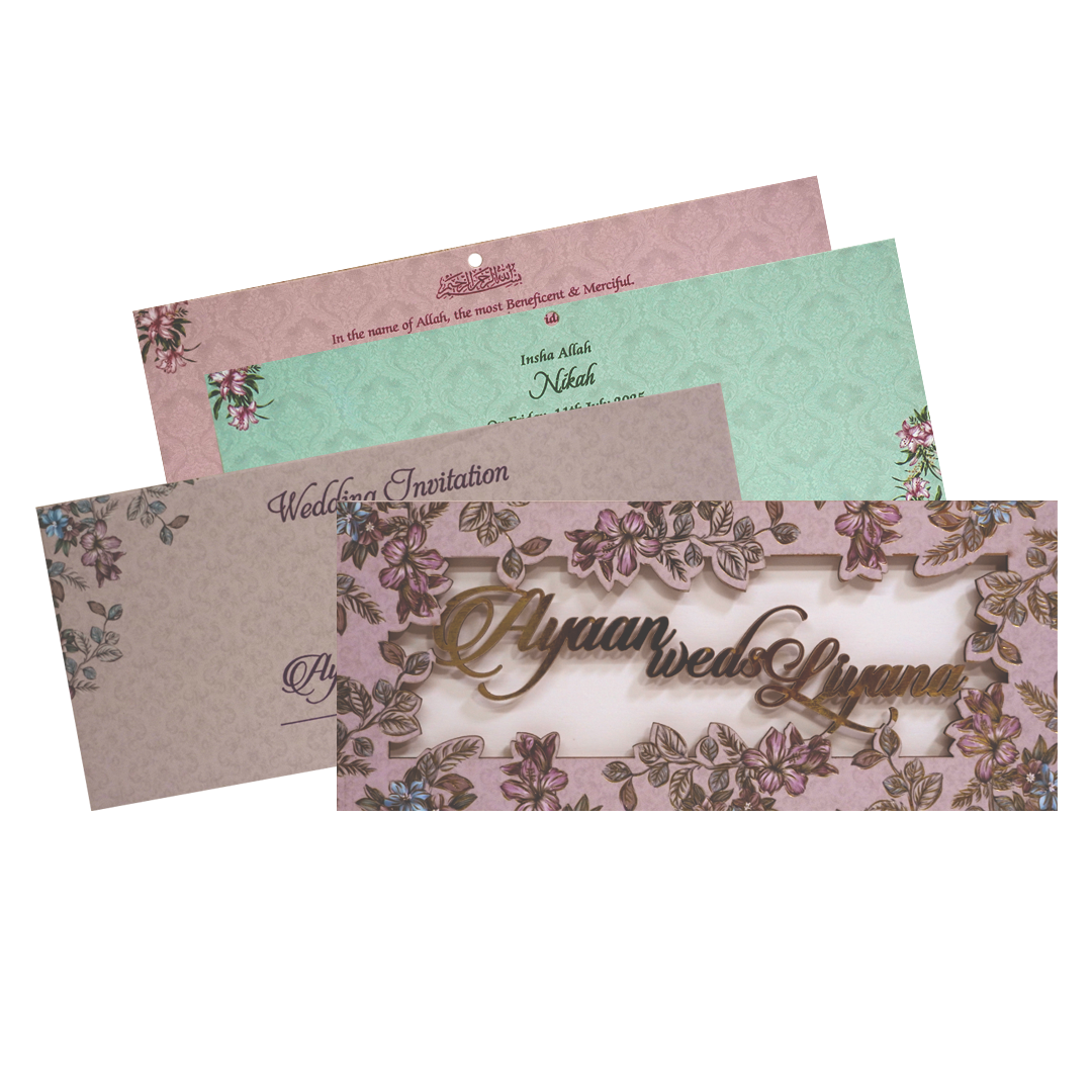 Light Apricot Pink MDF invitation-King of Cards