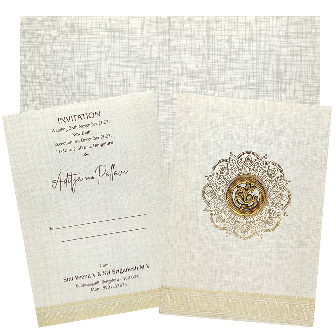 Grey Classic Met Rangoli Design With Ganesha-KNCM26GF-King of Cards